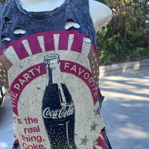 Coca Cola destroyed Tank Top - Black, Red, and Cream